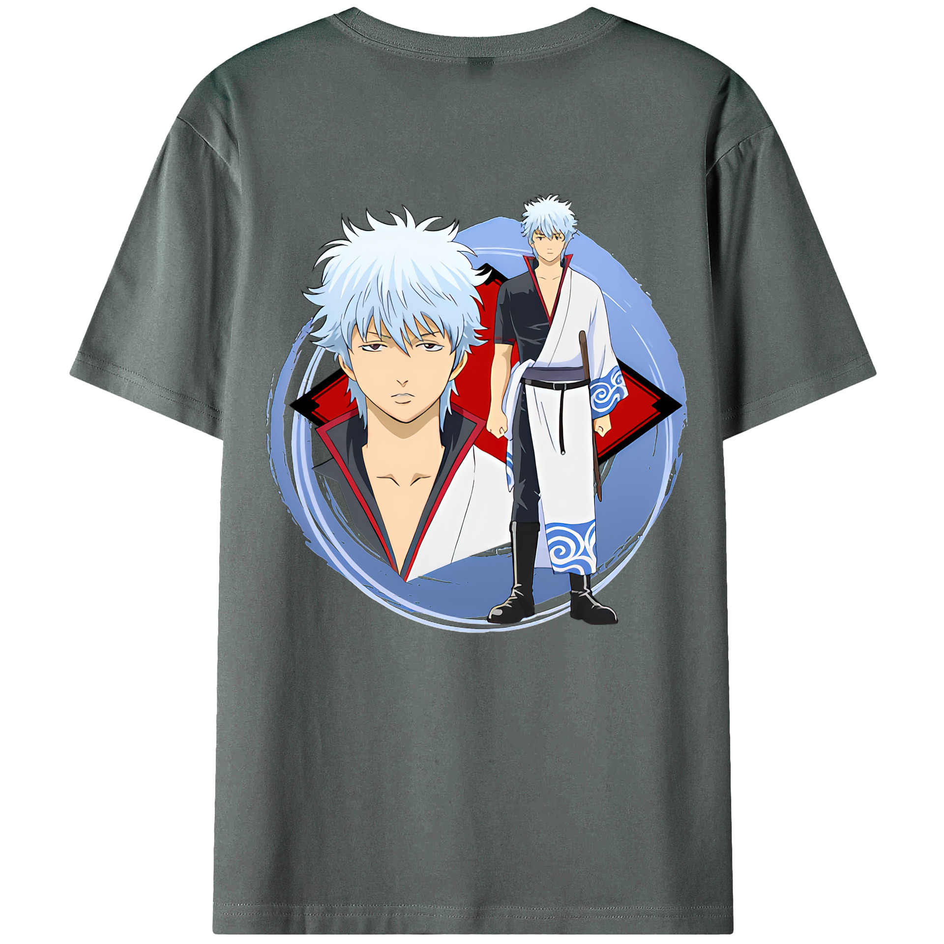 （画像用） ぎんたま 坂田銀時（さかたぎんとき） 神楽 志村新八（しむら しんぱち） GINTAMA Sakata Gintoki Kagura Shimura Shinpachi 綿100％ メンズ半袖Tシャツ（バックプリント） 通気性